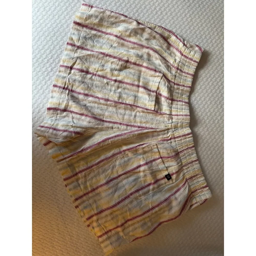 GAP Women Shorts XXL Linen Striped Cream Pink Casual Summer - Picture 5 of 8